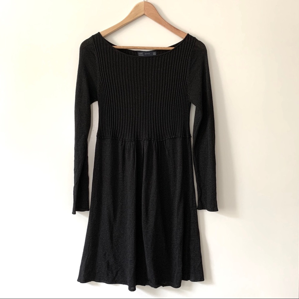 Zara Black Long Sleeve Sparkly Dress